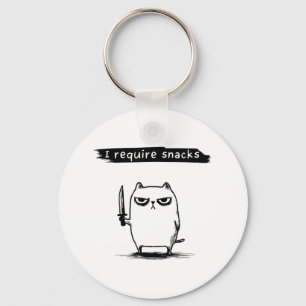 Porte-clés Drôle Mème Chat J'Ai Besoin Snacks Design Hommes F