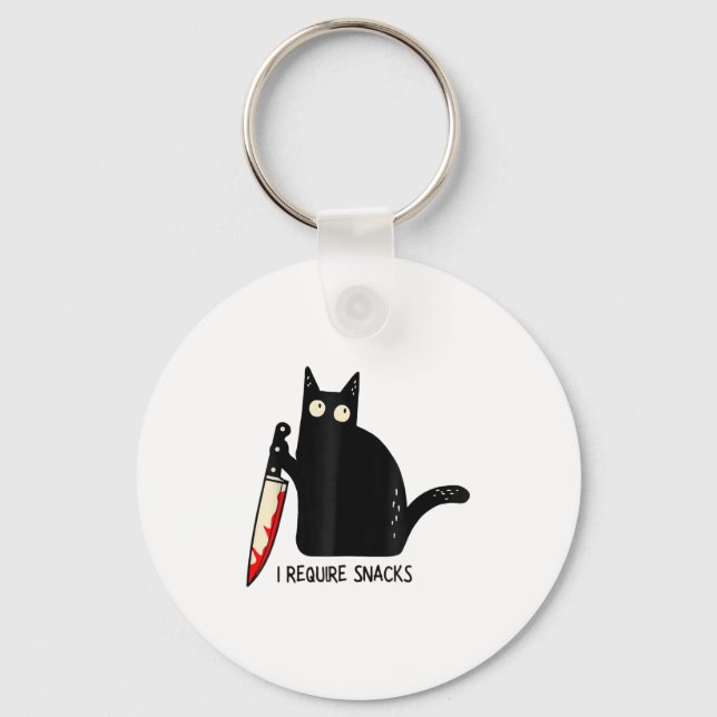 Porte-clés Drôle Mème Chat J'Ai Besoin Snacks Design Hommes F (Recto)