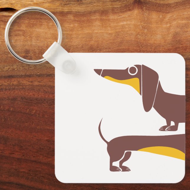 Porte-clés Drôle mignon dachshund pour parent chien long (Recto)
