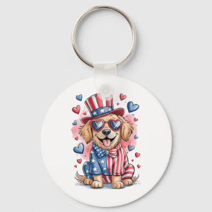 Porte-clés Drôle mignon Golden Retriever Chien 4 juillet Inde