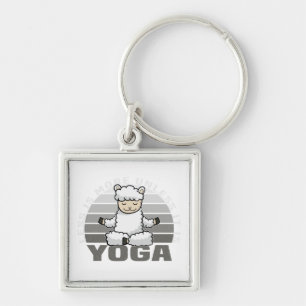 Porte-clés Drôle mignon lama faisant du yoga. drôle pose yoga