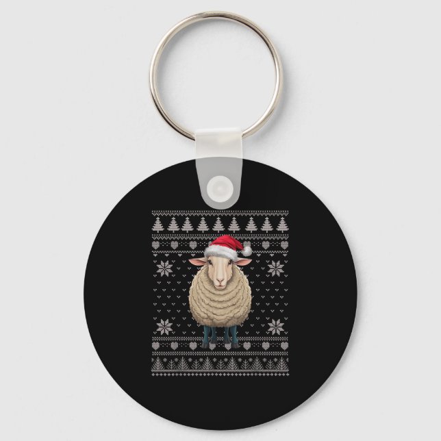Porte-clés Drôle Mouton Vilain Sweat de Noël Père Noël Xmas P (Recto)