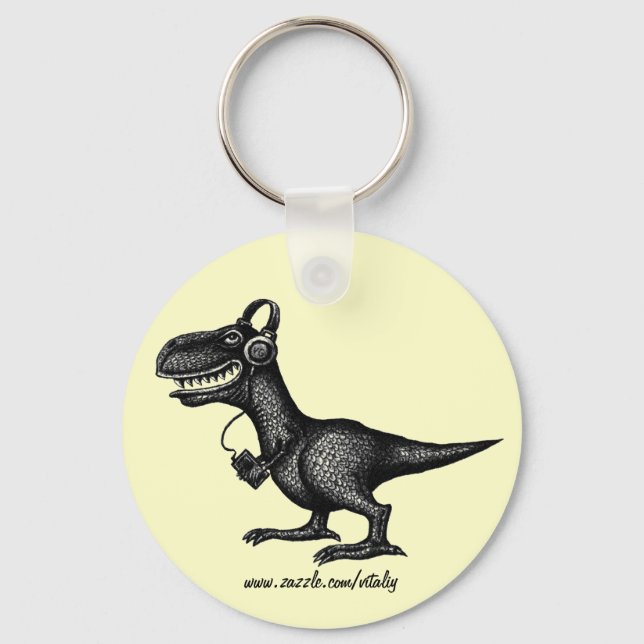 Porte-clés Drôle musique dinosaure stylo encre dessin art por (Recto)