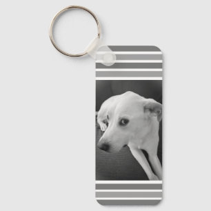 Porte-clés Drôle noir et blanc photo de mignon visage de chie