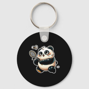 Porte-clés Drôle Panda Jouer Dminton Mignonne Exercice Sporti