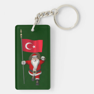 Porte-clés Drôle Père Noël Avec Drapeau De Turquie