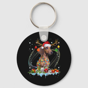 Porte-clés Drôle Père Noël Dachshund Reindeer Noël clair