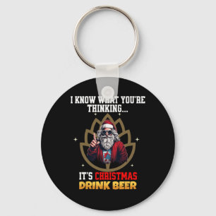 Porte-clés Drôle Père Noël Joyeux Noël Bière Cool Pour Hommes