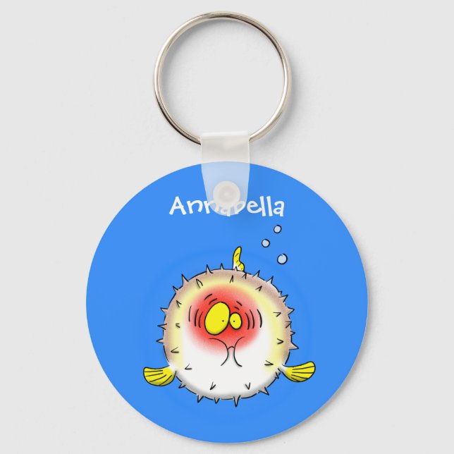 Porte-clés Drôle poisson poivron porc-épic caricature poisson (Recto)