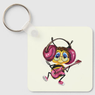 Porte-clés Drôle Porte - clé avec Guitare Player Bee