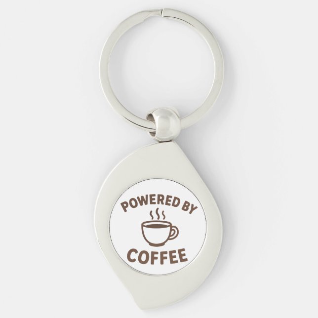 Porte-clés Drôle Porte - clé de café - "Powered by Coffee" (Devant)