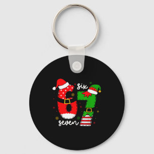 Porte-clés Drôle Six Sept 67 Mème 6 7 Elf Santa Noël Pa