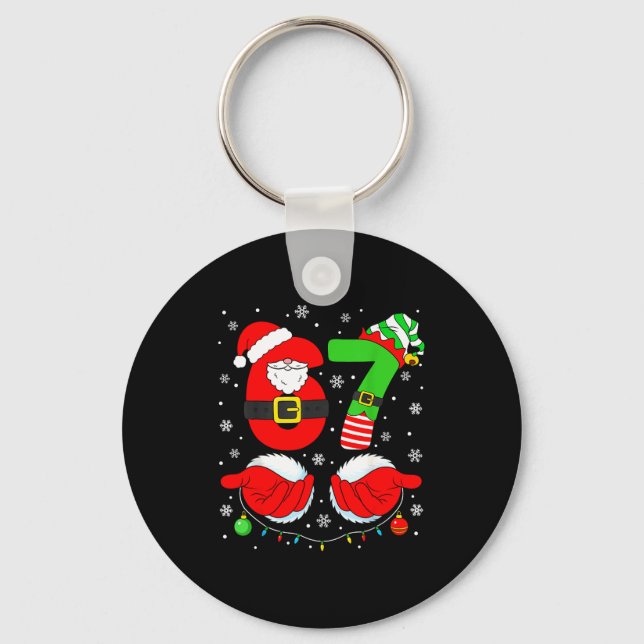 Porte-clés Drôle Six Sept 67 Mème 6 7 Elf Santa Noël Pa (Recto)
