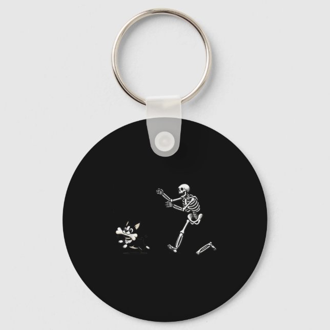 Porte-clés Drôle Skeleton chasse Terrier Halloween Chien Mama (Recto)
