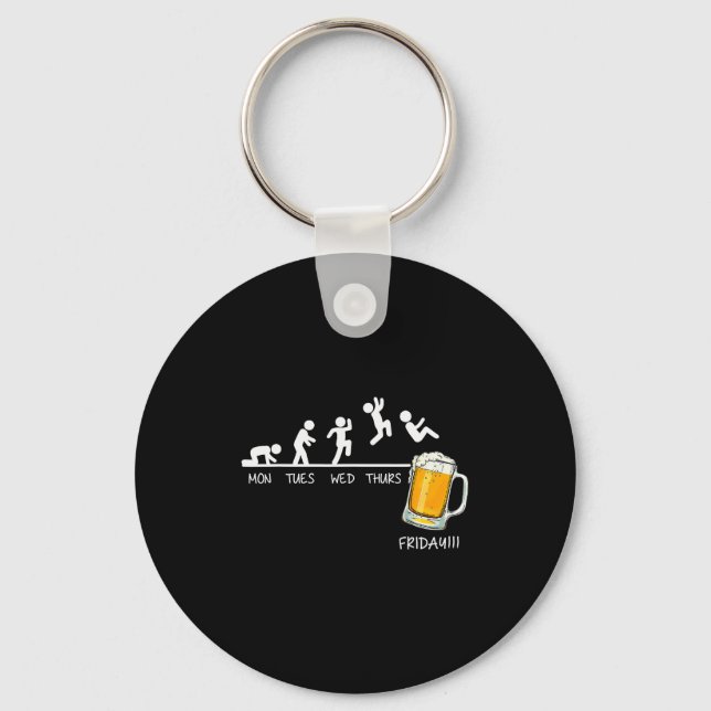 Porte-clés Drôle Stickman Sautant Bière Jours De La Semaine V (Recto)