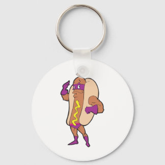 Porte-clés drôle super héros hot dog personnage