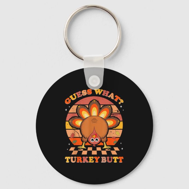 Porte-clés Drôle Thanksgiving Devine Ce Que Turquie Butt Homm (Recto)