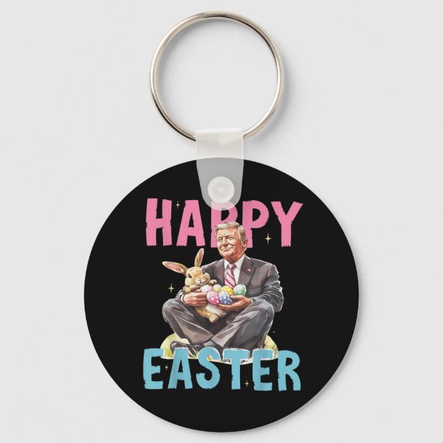 Porte-clés Drôle Trump Easter Bunny Eggs Happy Pâques (Recto)