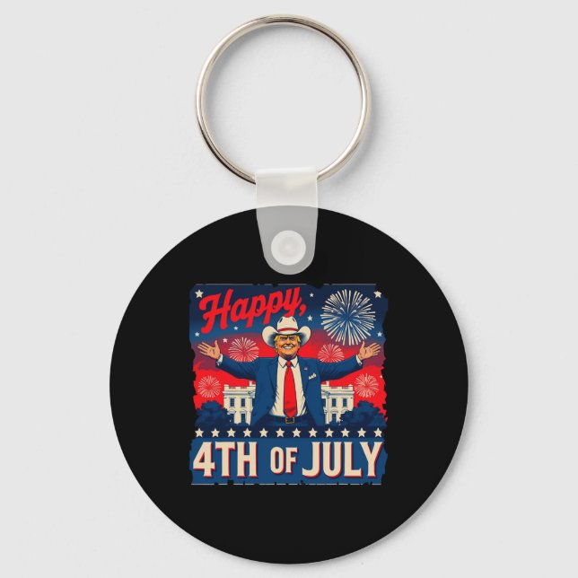 Porte-clés Drôle Trump Joyeux 4 juillet  (Recto)