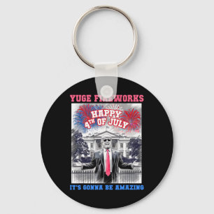 Porte-clés Drôle Trump Joyeux 4 Juillet Yuge Feux d'Artifice