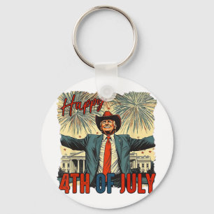 Porte-clés Drôle Trump Joyeux Jour 4 juillet de l'Indépendanc