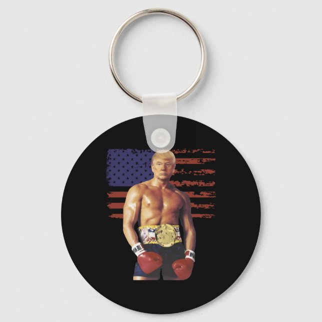 Porte-clés Drôle Trump Rocky Boxer Meme Boxer Us Flag Patrio (Recto)