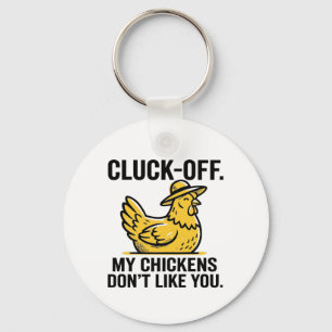 Porte-clés Drôle Vintage Cluk Off Amateur de Poulet Minimalis