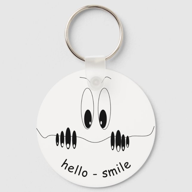 Porte-clés Drôle Yeux Curiosity - Smile - Ajouter Votre Texte (Recto)