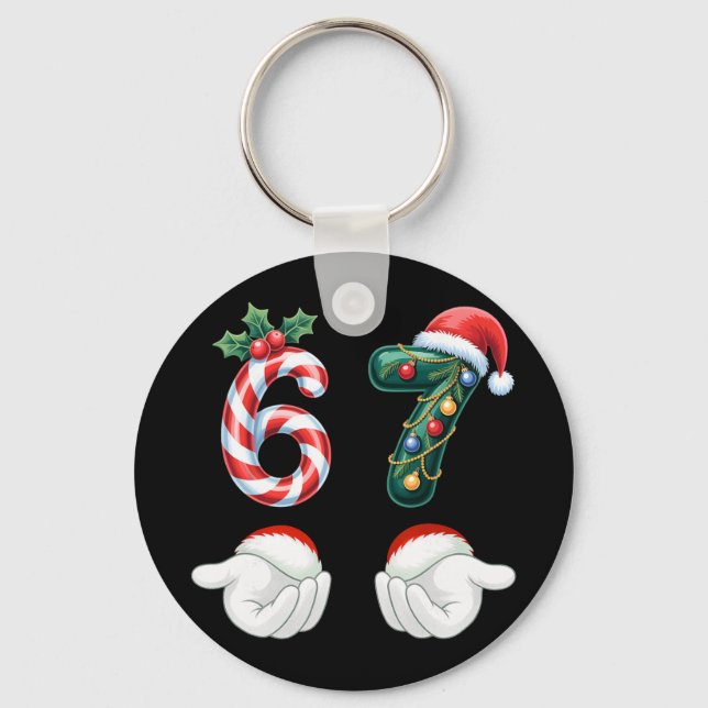 Porte-clés Drôles 67 Pyjamas de Noël Six Sept Meme 6 7 Elf  (Recto)