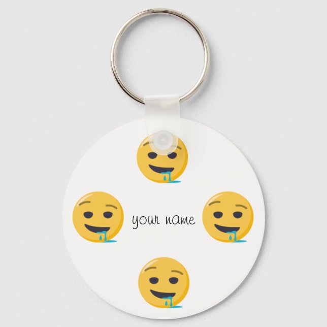 Porte-clés Drool Emoji Face et '' Votre nom ici " (Recto)