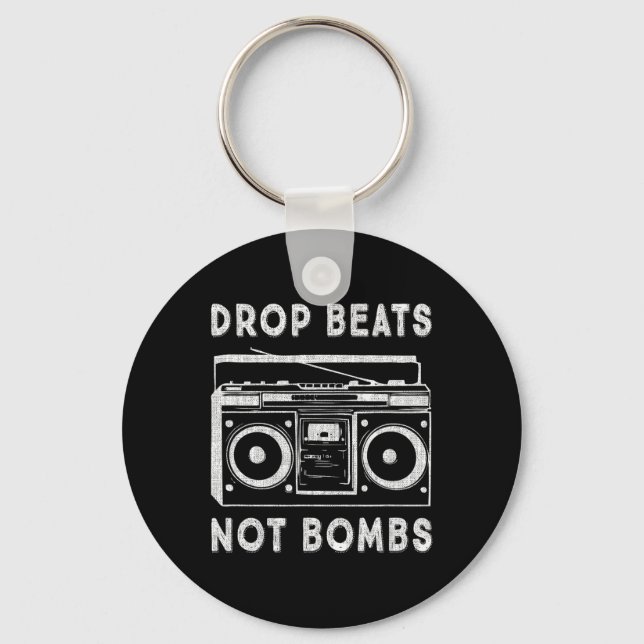 Porte-clés Drop Beats Not Bombs Anti-guerre Boombox Music Pea (Recto)