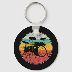Porte-clés Drummer Band Drumset Retro Vintage