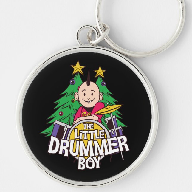 Porte-clés Drums drôles de conception de Noël pour garçon bat (Devant)