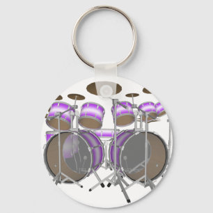 Porte-clés Drums: Purple & White Drum Kit: 3D Model: