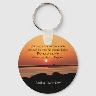 Porte-clés du jour de la Terre au coucher du solei