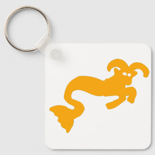 Porte-clés du zodiaque de la chèvre de la mer jaun
