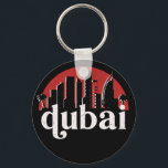 Porte-clés Dubaï UAE Vintage Retro City Skyline Cityscape Art<br><div class="desc">Design urbain vintage et rétro avec une belle skyline, attraction touristique et art urbain. gratte-ciel Cool et silhouette de construction merchandises pour touristes et voyageurs. Parfait comme souvenir à rapporter lors d'un voyage dans le monde. Enregistrez la mémoire de votre voyage et de vos vacances en famille et entre amis....</div>