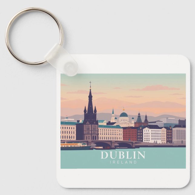 Porte-clés Dublin Irlande Pastel Travel Design (Recto)