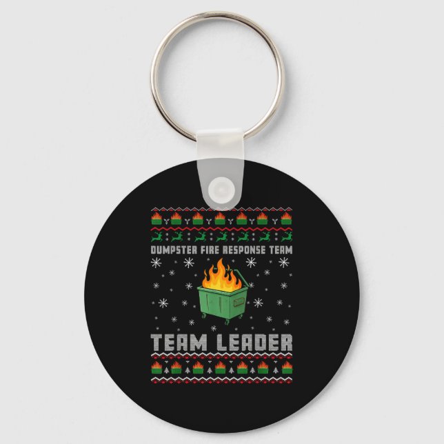 Porte-clés Dumpster Fire Resnse Team Ugly Christmas Sweaters  (Recto)