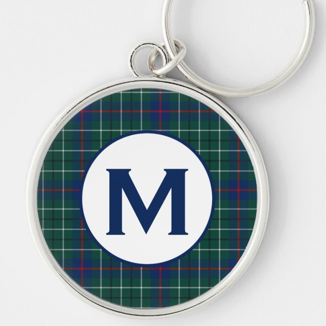 Porte-clés Duncan Family Tartan Monogramme vert et bleu Plaid (Devant)