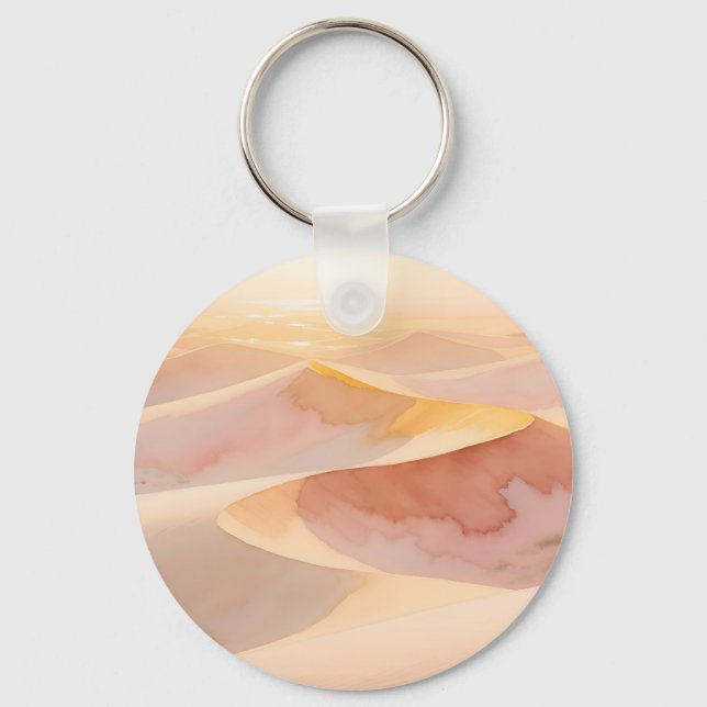 Porte-clés Dunes de coucher de soleil du désert aquarelle (Recto)