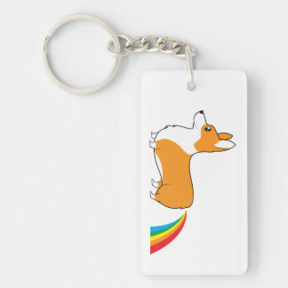 Porte-clés Dunette d'arc-en-ciel d'illustration de corgi