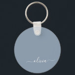 Porte-clés Dusty Blue minimaliste moderne Monogramme élégant<br><div class="desc">Découvrez notre Dusty Blue Minimalist Modern Monogram Elegant Collection : Elevez votre style avec une sophistication sobre et un charme intemporel. Notre collection présente des motifs minimalistes dans une teinte bleu roux apaisante, rehaussée d'élégants monogrammes adaptés à votre goût personnel. De la papeterie raffinée aux accessoires polyvalents, chaque pièce de...</div>