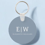 Porte-clés Dusty Blue minimaliste moderne Monogramme élégant<br><div class="desc">Découvrez notre Dusty Blue Minimalist Modern Monogram Elegant Collection : Elevez votre style avec une sophistication sobre et un charme intemporel. Notre collection présente des motifs minimalistes dans une teinte bleu roux apaisante, rehaussée d'élégants monogrammes adaptés à votre goût personnel. De la papeterie raffinée aux accessoires polyvalents, chaque pièce de...</div>