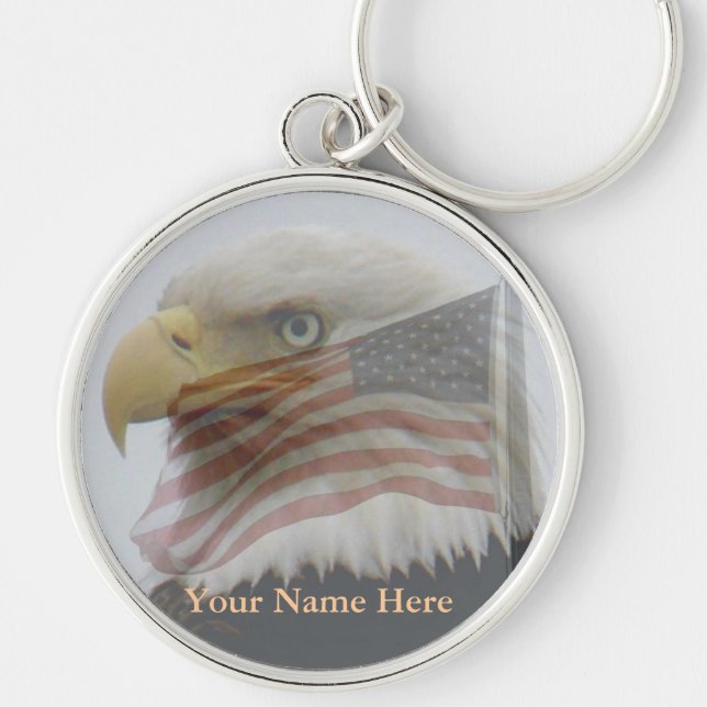 Porte-clés Eagle chauve et drapeau américain (Devant)