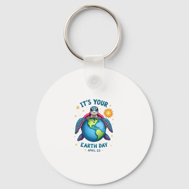 Porte-clés Earth Day Turtle Design April 22 For Nature Lovers (Recto)