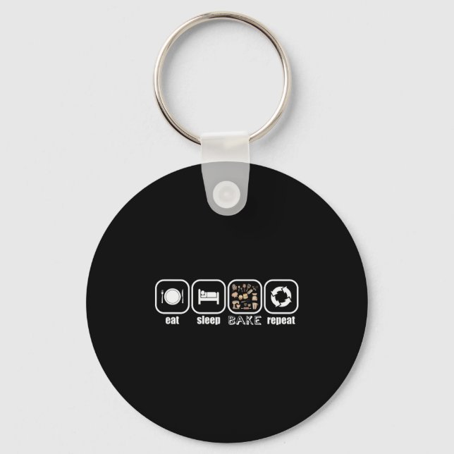 Porte-clés Eat, Sleep, Bake, Repeat - Funny Baker, Cook, Chef (Recto)