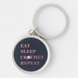 Porte-clés eat sleep crochet repeat