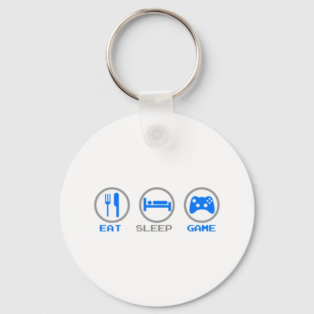 Porte-clés Eat Sleep Game Again - Gamer, jeux vidéo geeks (Recto)