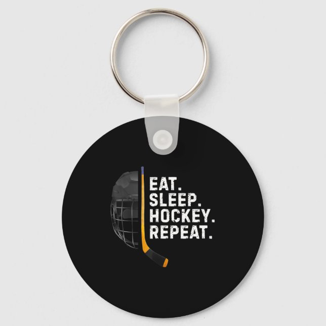 Porte-clés Eat Sleep Hockey Repea Funny Cool Hockey Player  (Recto)